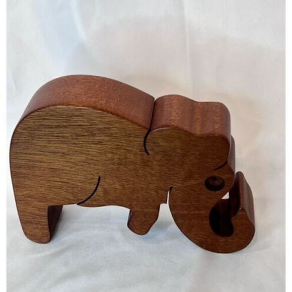 Elephant Wooden Statue Figurine MCM Style Decor. Kids Room - Picture 1 of 6